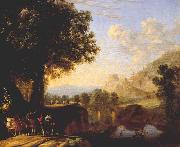 SWANEVELT, Herman van Italian Landscape with Bridge and Castle ar oil on canvas